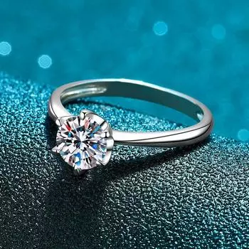 Классическое кольцо с шестью когтями из стерлингового серебра S925, женское кольцо с одним бриллиантом, небольшое свежее кольцо на прямую руку с бриллиантом No. 5