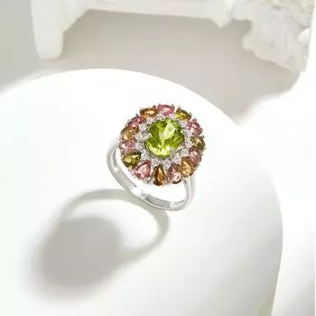 Классическое кольцо с турмалином с перидотом, настоящий красочный драгоценный камень, серебро 925 пробы, элегантные ювелирные изделия для женщин, хороший подарок us ring size 6# зелёный
