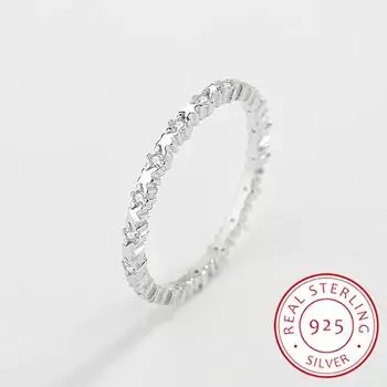 Классическое кольцо со звездой для женщин, очаровательный кристалл циркона, натуральное серебро S925, романтические свадебные украшения принцессы 6 серебряный