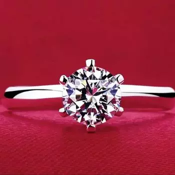 Классическое кольцо T-House с муассанитом с шестью когтями в один карат — популярное в Японии и Южной Корее, спонсируется прямая трансляция Tik Tok. One carat 6.5MM, Adjustable opening
