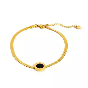 Классическое колье и браслет с римскими цифрами для женщин - Змеиная цепочка, Нержавеющая сталь с позолотой 18 карат, Гипоаллергенная бижутерия