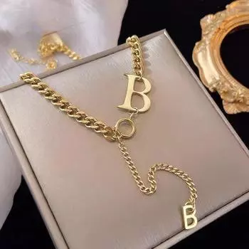 Классическое короткое ожерелье из титановой стали с буквой B для женщин, новинка 2021 года, готические корейские украшения, сексуальная цепочка на ключицы для девочек в стиле хип-хоп