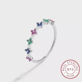 Классическое красочное блестящее серебряное кольцо с цирконом S925 для женщин, модное обручальное кольцо, ювелирные изделия из стерлингового серебра, роскошные аксессуары для вечеринок 6 белый