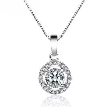 Классическое круглое ожерелье с бриллиантами в европейском и американском стиле с подвеской из циркона для женщин