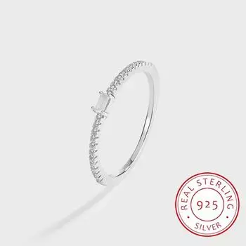 Классическое круглое прямоугольное белое лунное кольцо с полным цирконом для пары S925 серебряное кольцо для женщин оригинальное ювелирное изделие из стерлингового серебра на юбилей 6 белый