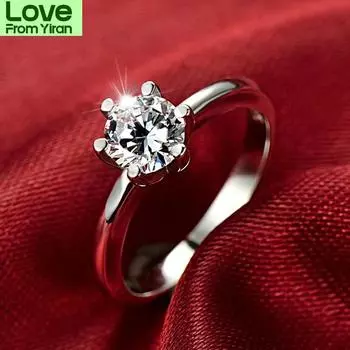 Классическое обручальное кольцо со сверкающим бриллиантом из стерлингового серебра 925 пробы, обручальные кольца для женщин, ювелирные изделия, подарок оптом 12