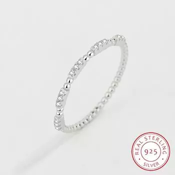 Классическое однорядное кольцо с бриллиантами из бисера для женщин, натуральное серебро S925, циркон, подарок на годовщину, ювелирные изделия 6 серебряный