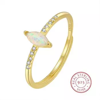 Классическое овальное кольцо с четырьмя когтями и опалом для пары для женщин из стерлингового серебра S925 пробы, подарочные украшения на День святого Валентина, кольца из стерлингового серебра 925 пробы для женщин Resizable жёлтый