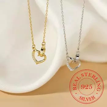 Классическое ожерелье-чокер с сердечком из стерлингового серебра 925 пробы для женщин, позолоченные ожерелья 14 карат, ювелирные изделия для свадебной вечеринки, подарок золотой