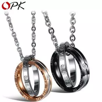 Классическое ожерелье для пар с подвеской из нержавеющей стали OPK розового золота