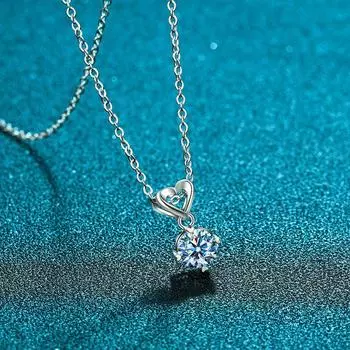 Классическое ожерелье Love из стерлингового серебра 925 пробы, женская индивидуальная роскошная подвеска с инкрустацией в один карат, трендовая бриллиантовая цепочка на ключицу 925 Silver