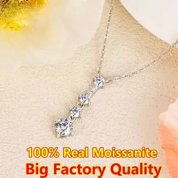 Классическое ожерелье PureMax премиум-класса с муассанитом для женщин S925, посеребренное ожерелье с подвеской из сверкающих бриллиантов GRA 2023 45cm&Total 0.816ct