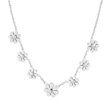 Классическое ожерелье Sense с подвеской в виде 7 маленьких хризантем из титановой стали с золотым покрытием
