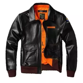 Китайский размер классика A 2 пальто из конской кожи винтажная куртка ВВС США из натуральной кожи для мужчин Flight A2 Bomber кожаные куртки авиаторы S чёрный
