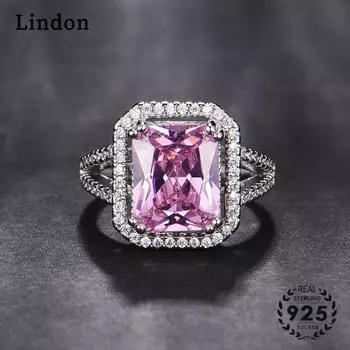 Классическое посеребренное кольцо Lindon с цирконом, женские ювелирные изделия, подарок на свадьбу и вечеринку