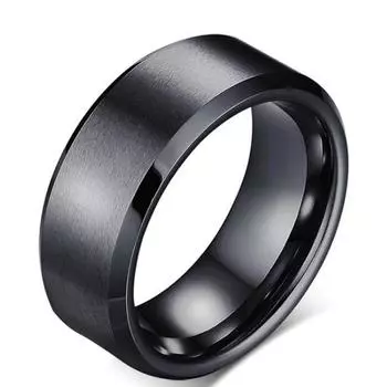 Классическое простое кольцо из черного титана из нержавеющей стали диаметром 8 мм 6 чёрный