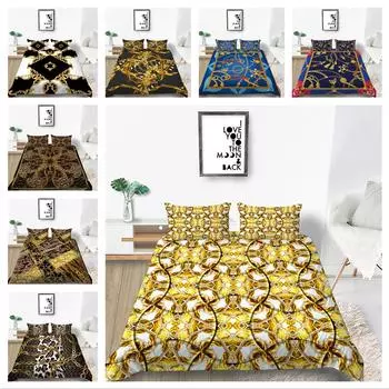 Классическое роскошное постельное белье с роскошным принтом, пододеяльник, наволочка, 2 или 3 полноразмерные двойные ткани из микрофибры, мягкая моющаяся молния, украшение для дома Baby 100x135cm