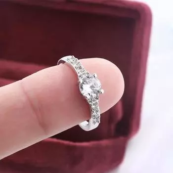 Классическое серебряное кольцо с бриллиантом и цирконом, женское модное легкое роскошное кольцо, ювелирные изделия, взрывные подарочные аксессуары 7 белый