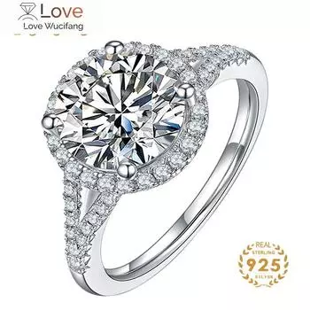Классическое серебряное кольцо с муассанитом для очаровательной леди с настоящими драгоценными камнями муассанитом 1 карат 6,5 мм, свадебный подарок 8 белый