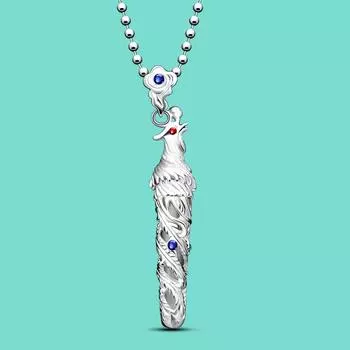 Классическое ювелирное изделие, мужское и женское ожерелье из стерлингового серебра 925 пробы с подвеской в виде дракона/феникса, парное ожерелье 46-86 см 46cm