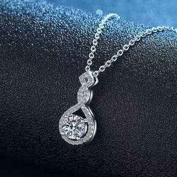 Классическое витое ожерелье из стерлингового серебра 925 пробы, женская подвеска с бриллиантами весом в один карат, модная, персонализированная и простая цепочка на ключицу 925 Silver