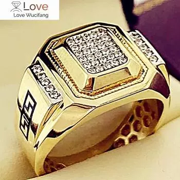 Классическое высококачественное мужское кольцо с золотым наполнителем 18 карат, инкрустированное циркониевым кристаллом, обручальное кольцо, благородные панк-ювелирные изделия 7 золотой