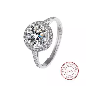 Классическое женское кольцо из стерлингового серебра 925 пробы. Стильный подарок на годовщину. Ювелирные изделия с бриллиантами и цирконами. Ювелирные украшения для свадебной вечеринки. Подарок на годовщину. Resizable белый