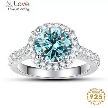 Классическое женское кольцо из стерлингового серебра 925 пробы с настоящим муассанитом 1 карат 2 карата D-цвета круглой формы, роскошные свадебные украшения 4.75