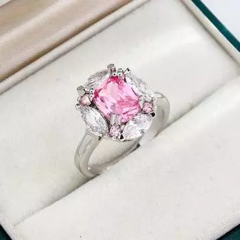 Классическое женское кольцо, модное блестящее циркониевое кольцо, высококачественное ювелирное украшение, подарок на годовщину, золотое кольцо 6 розовый