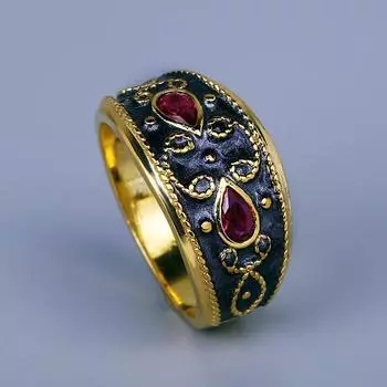 Классическое женское кольцо, модное двухцветное женское кольцо, инкрустированное красным цирконом, ювелирные изделия, модное кольцо, кольцо из черного золота 6 чёрный