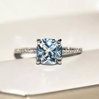 Классическое женское кольцо с квадратным цирконием, блестящие украшения для нежной помолвки, женские украшения для дня рождения, высококачественные роскошные ювелирные изделия 6 серебряный
