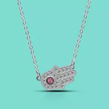 Классическое женское ожерелье из стерлингового серебра 925 пробы с кубическим цирконием, кулон в виде руки Фатимы, ожерелье в виде пальмы, 18 дюймов, ювелирные изделия 45CM