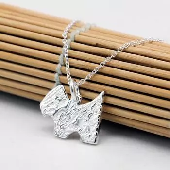 Классическое женское ожерелье из стерлингового серебра 925 пробы с подвеской в виде щенка в том же стиле, серебряная цепочка Rolo длиной 16–20 дюймов, ювелирные изделия для ключицы 16 inches