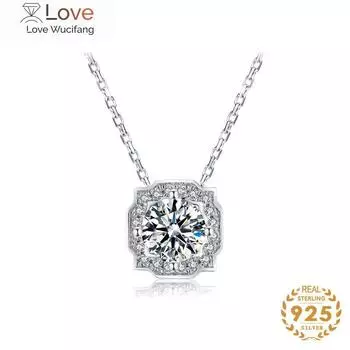 Классическое женское ожерелье с подвеской из моссанита круглой формы D-цвета 1 карат, драгоценные камни моссанита для женщин, оптовый подарок на вечеринку серебряный