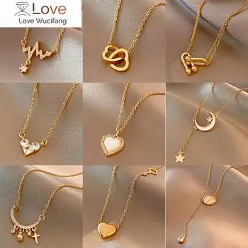 Классическое золотое ожерелье из нержавеющей стали для женщин, ювелирные изделия, ограниченное количество жемчужных бусин, кулон в виде сердца, ожерелье на день рождения