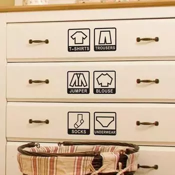 Классификация одежды Наклейки на шкаф Логотип одежды Нижнее белье Носки Этикетка Наклейка на гардероб Для девочек и мальчиков Организация комнаты