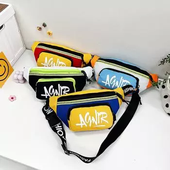 Классная детская поясная сумка, красивая нагрудная сумка для мальчика, корейская версия сумки-мессенджера для девочек, красивые аксессуары, сумка для мелочей, детская сумка. чёрный
