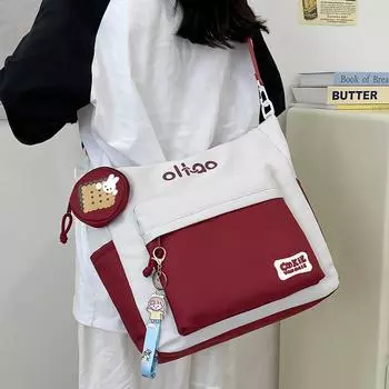 Классная сумка через плечо, женская пригородная сумка через плечо большой вместимости, студенческая сумка для обучения красный