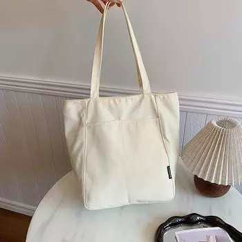 Классная сумка-тоут большой вместимости для работы и учебы, женская 2024, новая сумка через плечо, литературная холщовая сумка на молнии чёрный