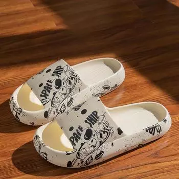 Классные мужские тапочки летом, новые модные домашние тапочки на мягкой подошве, противоскользящие, из ЭВА, модные женские тапочки для пар 36/37 белый