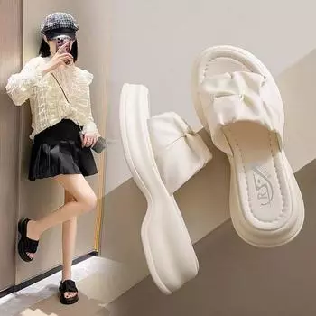 Классные тапочки женские 2024 новые толстые подошвы усиливающие ветер фея мягкая подошва легкие одно слово сопротивление нескользящие 35