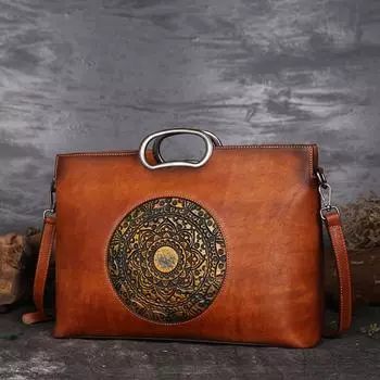 Клатч из натуральной кожи, винтажные сумки с тотемным тиснением, сумки через плечо для женщин, кошелек GZW 37*27*11.5cm