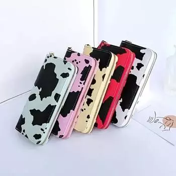 Клатч с коровьим узором, кошелек из искусственной кожи, милый кошелек для карт, женский кошелек
