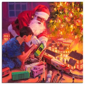 Клаус и мальчик 5D DIY Алмазная картина Полная круглая Алмазная вышивка Крестом 30x30CM