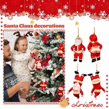 Клаус снимает штаны и обнажает ягодицы Подвесные рождественские украшения Рождественские поделки из смолы One Size