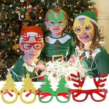 Клаус Веселый Рождественский Олень Форма Пластиковые Декоративные Очки Детский Костюм Для Рождественской Вечеринки B