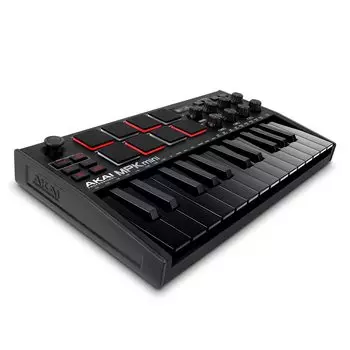 Клавиатура Akai Pro MIDI 25 клавиш USB Velocity совместимая с 8 пэдами программное обеспечение для создания музыки MPK mini mk3 черная