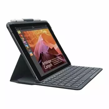 Клавиатура Logitech iPad iK1053BK Black Bluetooth Keyboard Интегрированный чехол Совместимость с iPad 5-го и 6-го поколения Срок службы батареи до 4 лет SLIM F