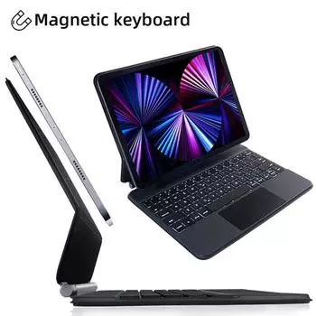 Клавиатура Magic Style для Apple iPad Pro 11 12,9 Air 4 5 10,9 2022 10, 5, 4, 3 поколения 2021, клавиатура с магнитным чехлом Pro 11 2018 - 2022 белый