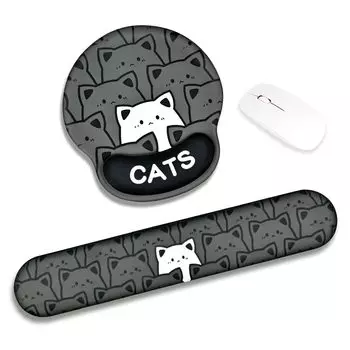 Клавиатура Newseego на запястье клавиатура симпатичная интегрированная мышь 2 шт. ладонь пена с эффектом памяти компьютерная рука запястье усталость для кошки черный отдых, подушка, коврик, набор,